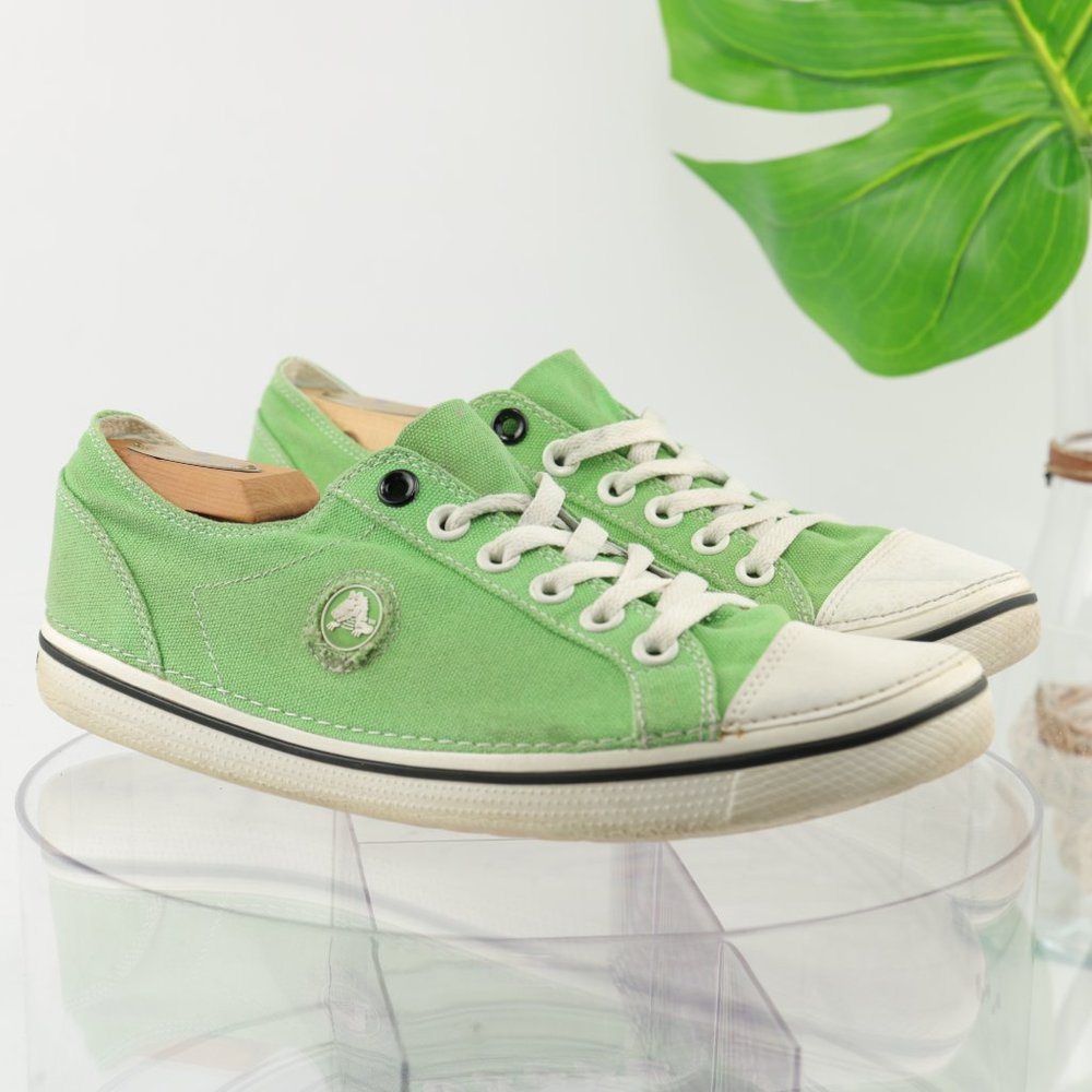 Crocs Hover Sneaker Canvas Rubber Lace-Up Women 10 Light Green Lightweight - Picture 12 of 12